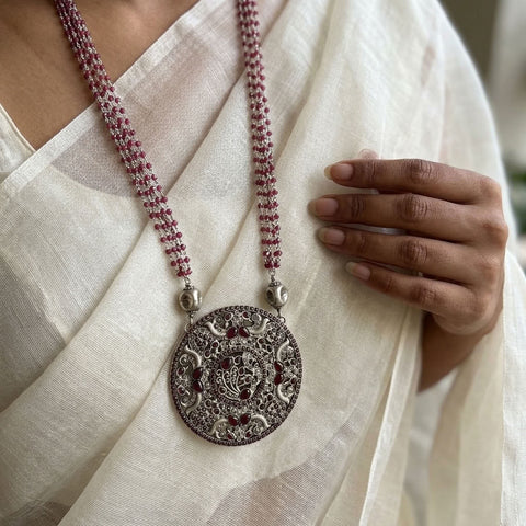 925 silver pink crystal chain with pendant