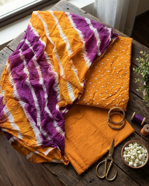 Bhandhej cotton salwar materia