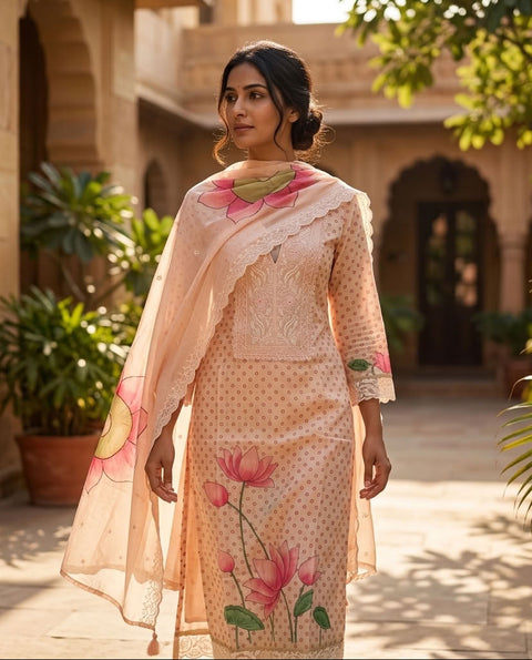 pichwai Printed linen cotton suit material