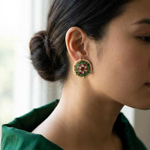 925 pure silver gold polish Earring