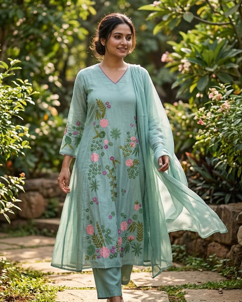 Mul chanderi Ready suit set