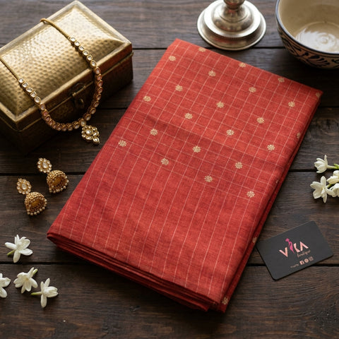 Bhutta Zari checks raw Tussar saree
