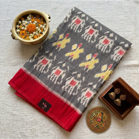 Handloom pure Ikat cotton saree