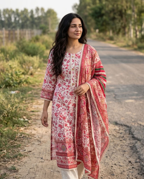 Semi stitched taby silk suit material