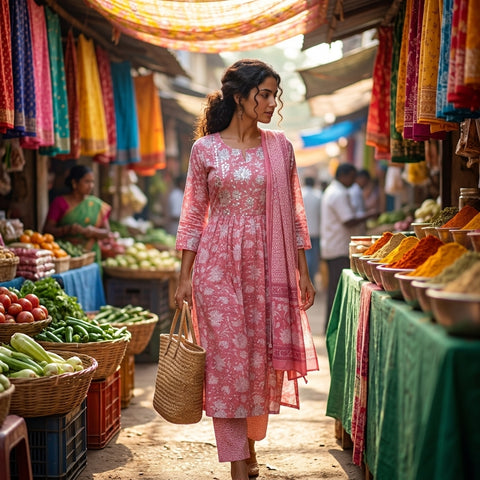 Floral printed kurti pant dupatta