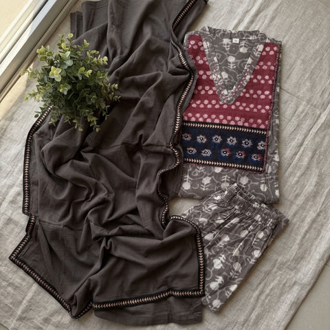 Ajrakh printed cotton suit set