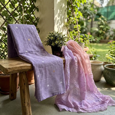 4D shaded Mul chanderi dupatta set