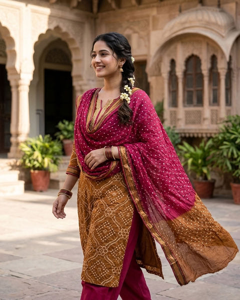 Bhandhej cotton salwar material