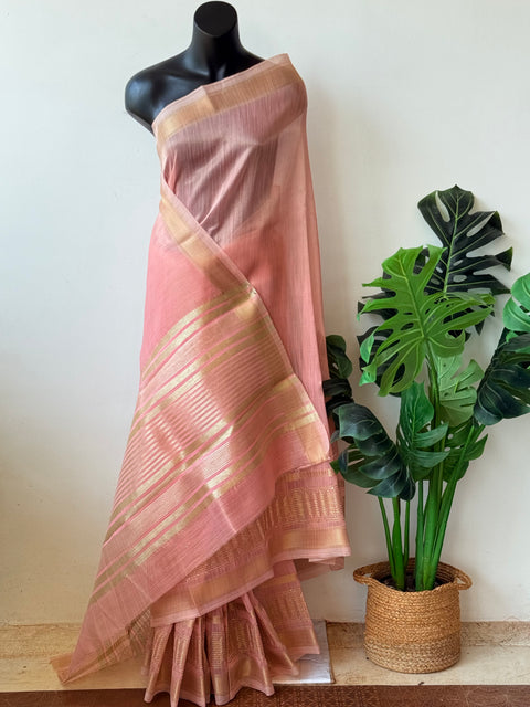Peach weaving border tissue saree