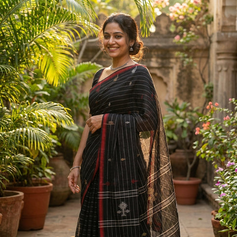 Handspun pure jamdani cotton saree