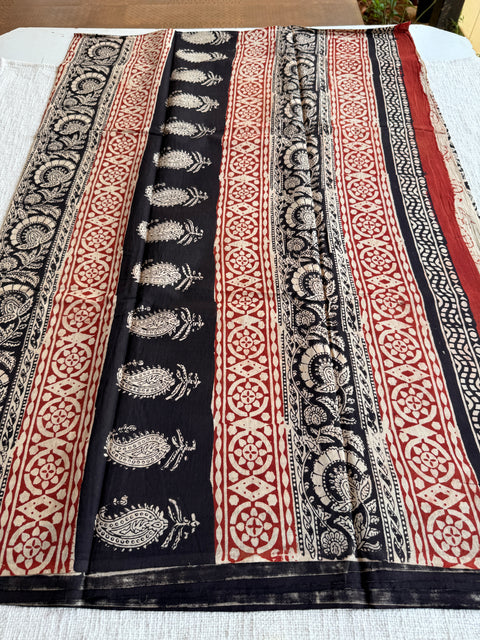 Printed mul cotton saree
