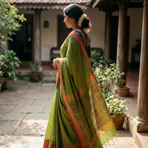 Light green chettinad Cotton saree