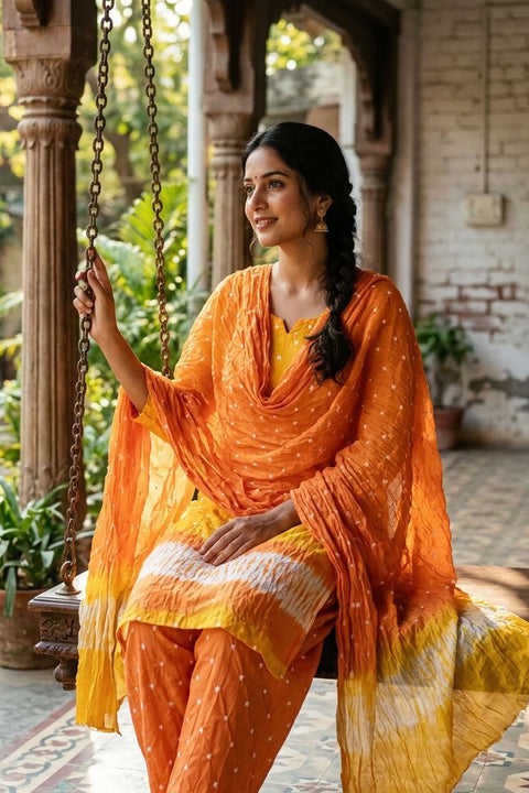 Bhandhej cotton salwar material