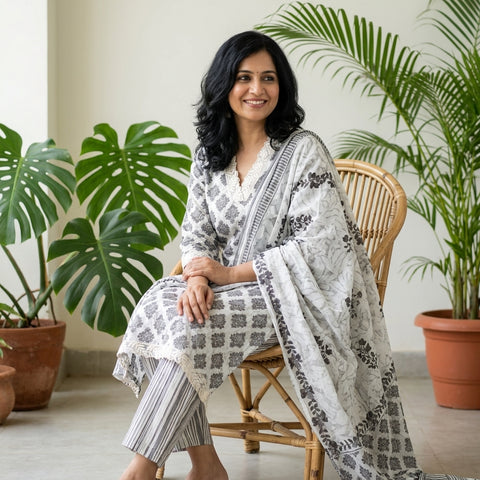 Printed cotton ready suit set
