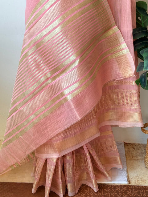 Peach weaving border tissue saree