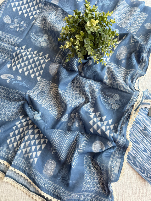 Digi printed hakoba emb suit set