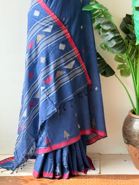 Handspun pure jamdani cotton saree