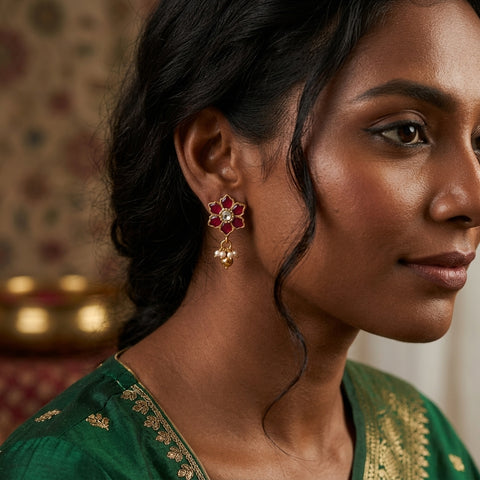 925 pure silver kundan Earring