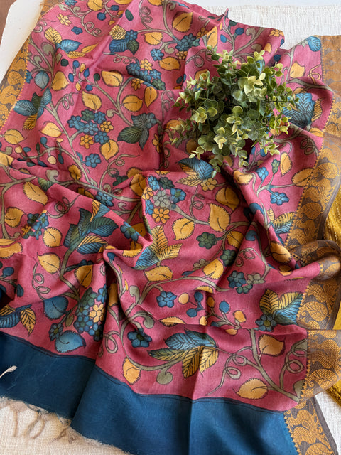 Silk cotton suit material with Pen kalamkari silk Dupatta