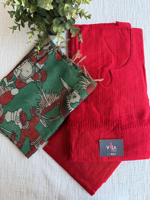 Silk cotton suit material with Pen kalamkari silk Dupatta