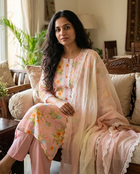 Printed muslin suit material