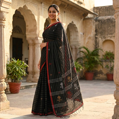 Handspun pure jamdani cotton saree