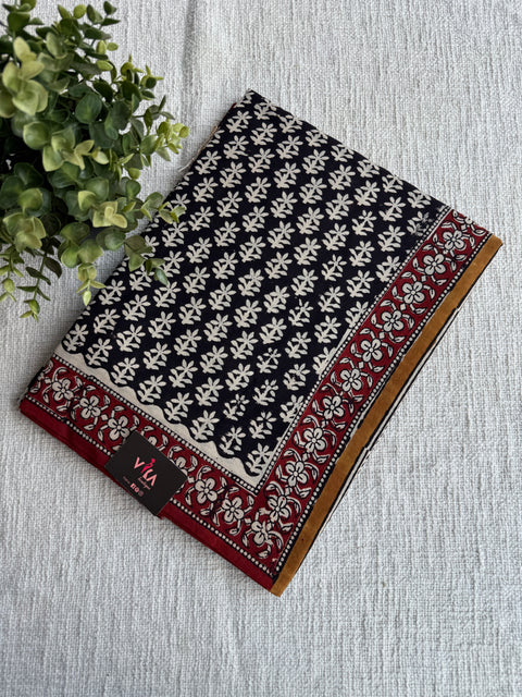 Printed mul cotton saree
