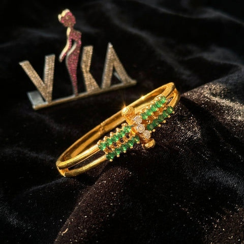 925 Silver white with Green screw bangle