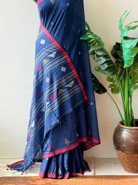 Handspun pure jamdani cotton saree