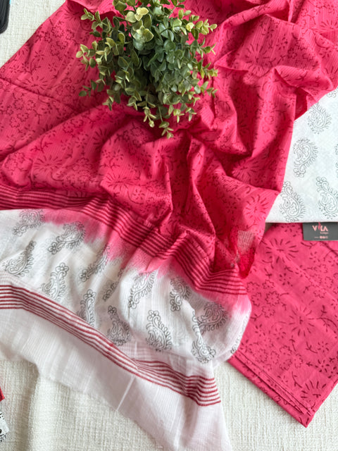 Dobby cotton salwar suit set - Pink