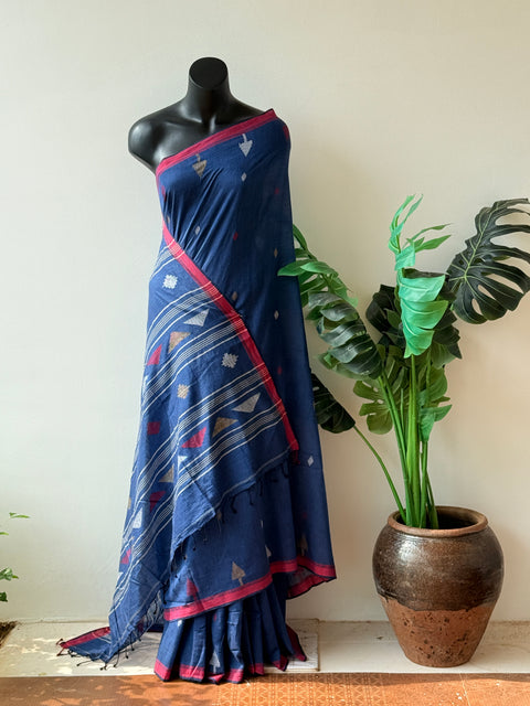 Handspun pure jamdani cotton saree