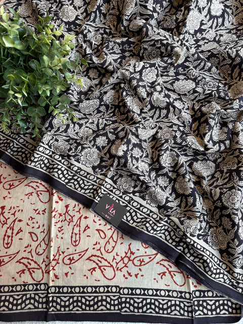 Printed mul cotton saree