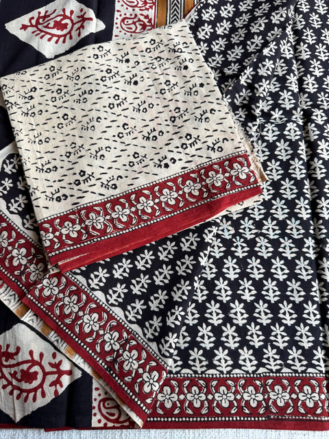 Printed mul cotton saree