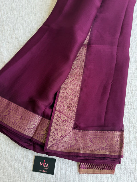 Plain chiffon saree with blouse