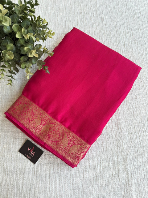 Plain chiffon saree with blouse