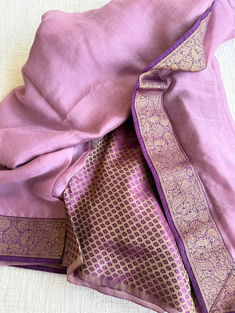 Plain chiffon saree with blouse