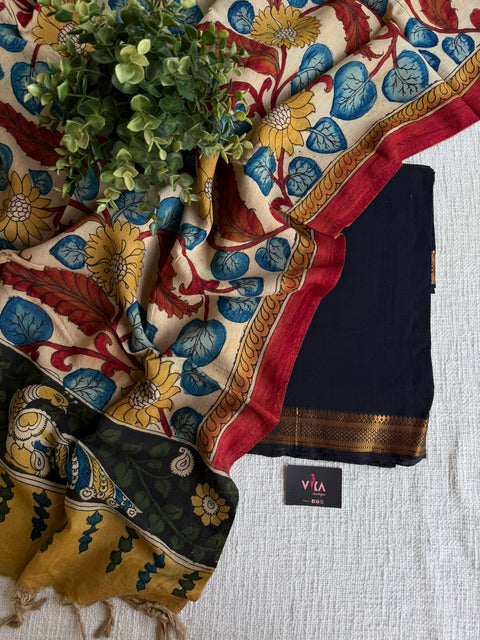 Mangalgiri Cotton top with kalamkari dupatta