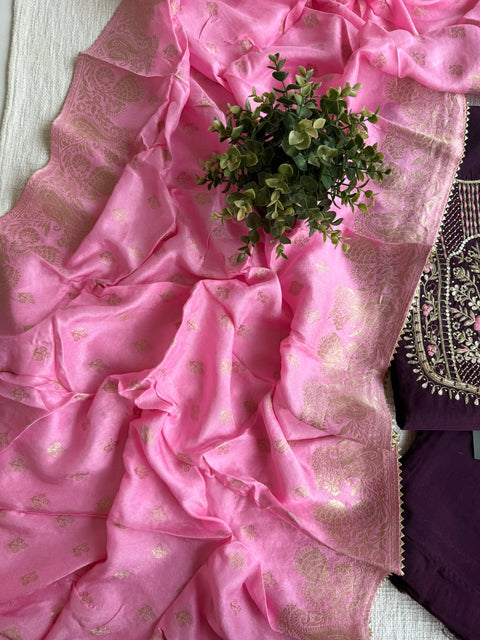 Partywear neck emb salwar material