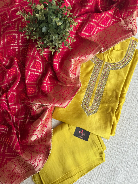 Partywear neck emb salwar material
