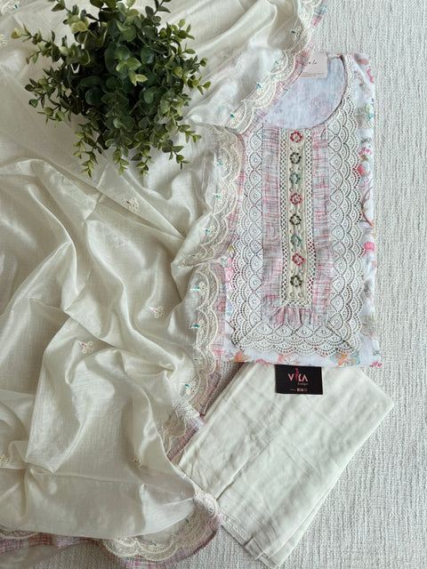 Printed cotton linen material