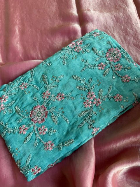 Baby pink shiny tissue organza saree