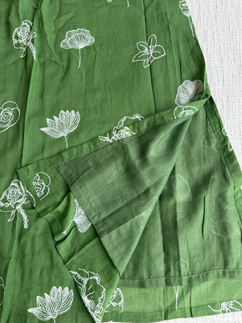 Embroidery cotton kurta pant set