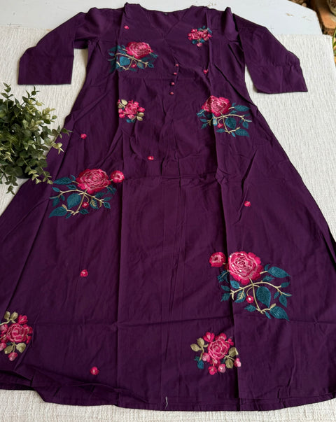 Embroidery pure cotton kurta pant set