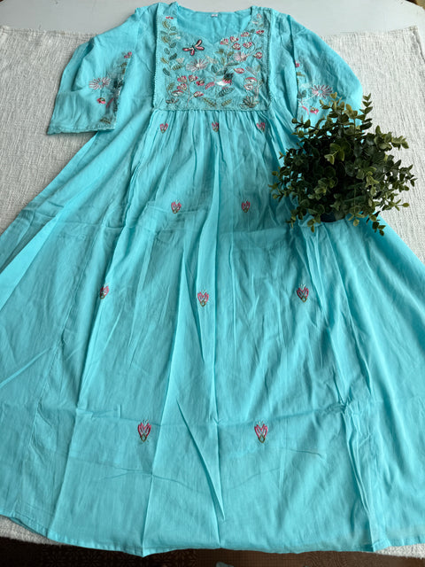 Yoke emb pure cotton Ready suit set
