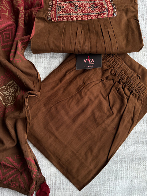 Neck work pure cotton kurta pant set