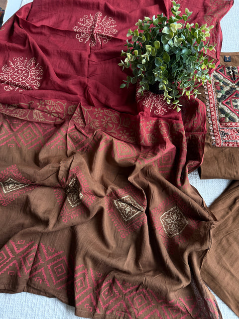 Neck work pure cotton kurta pant set