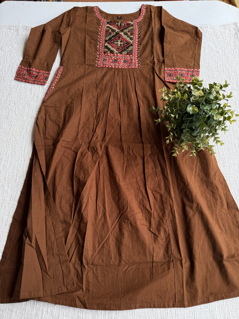 Neck work pure cotton kurta pant set