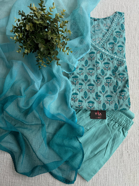 Anarkali printed cotton suit set