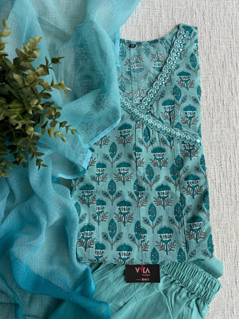 Anarkali printed cotton suit set