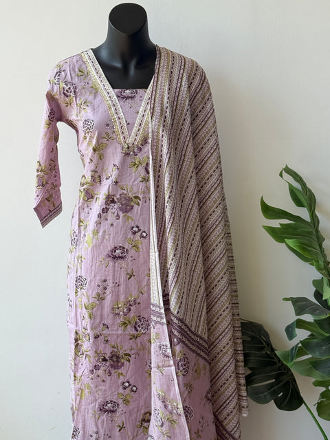 Printed cotton kurta pant set